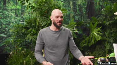 Trans Ariel Demure sucks in the jungle