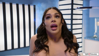 Three shemale sexdolls fuck a scientist