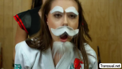 TS black belter fucks the fake karate master
