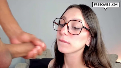 Nerdy Babe Deepthroating Huge Dick