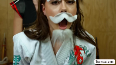Fake karate master banged by horny Tgirl