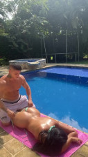 Thalia And Felipe - Flirting with a Super Hot Busty Colombian Outdoors in the Pool