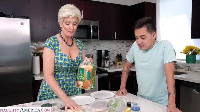 DD White - DD White shows her grandson's friend how experienced she is at sucking