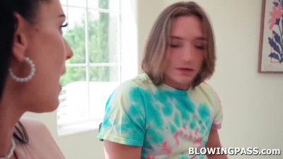 Stepmom deepthroating stepsons big cock