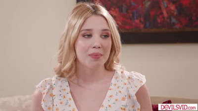 Teen babe watching stepmom fuck her bf