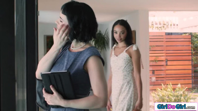 Busty milf realtor strapon fucks ebony