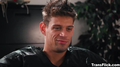 Trans coach Brittney seduce this football player