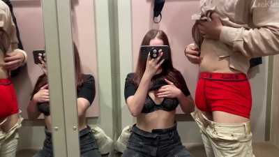 Leokleo - Blowjob In A Public Fitting Room Suck Cock And Swallow Cum