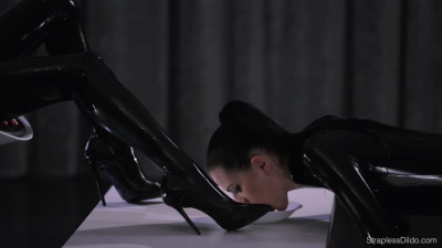 StraplessDildo - Mia and Scarlett Shiny Latex on Mia and Scarlett